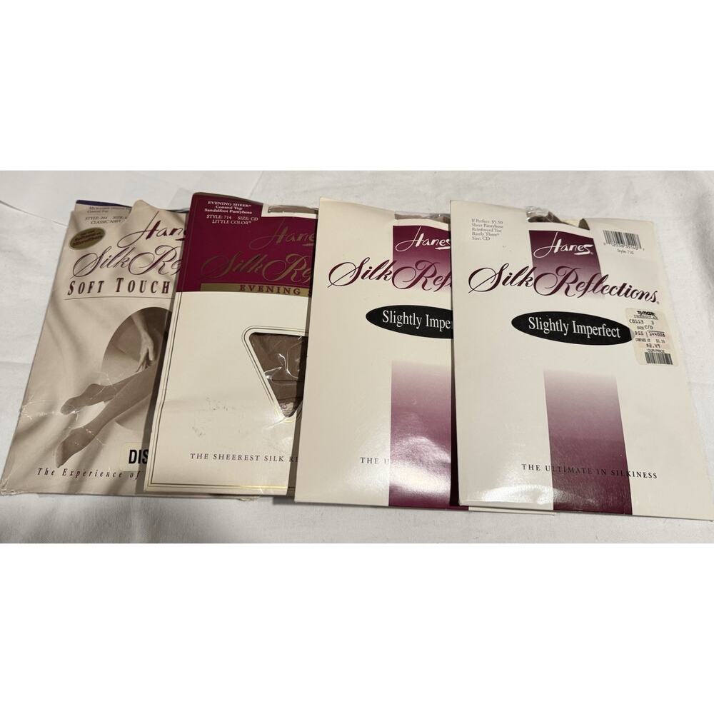Set of 4 Hanes Silk Reflections Pantyhose Sheer Style Control Top Size CD NEW